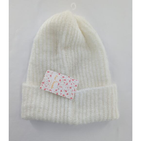 Free People Ivory Knit Beanie Winter Cozy Soft Hat One Size - Picture 3 of 7